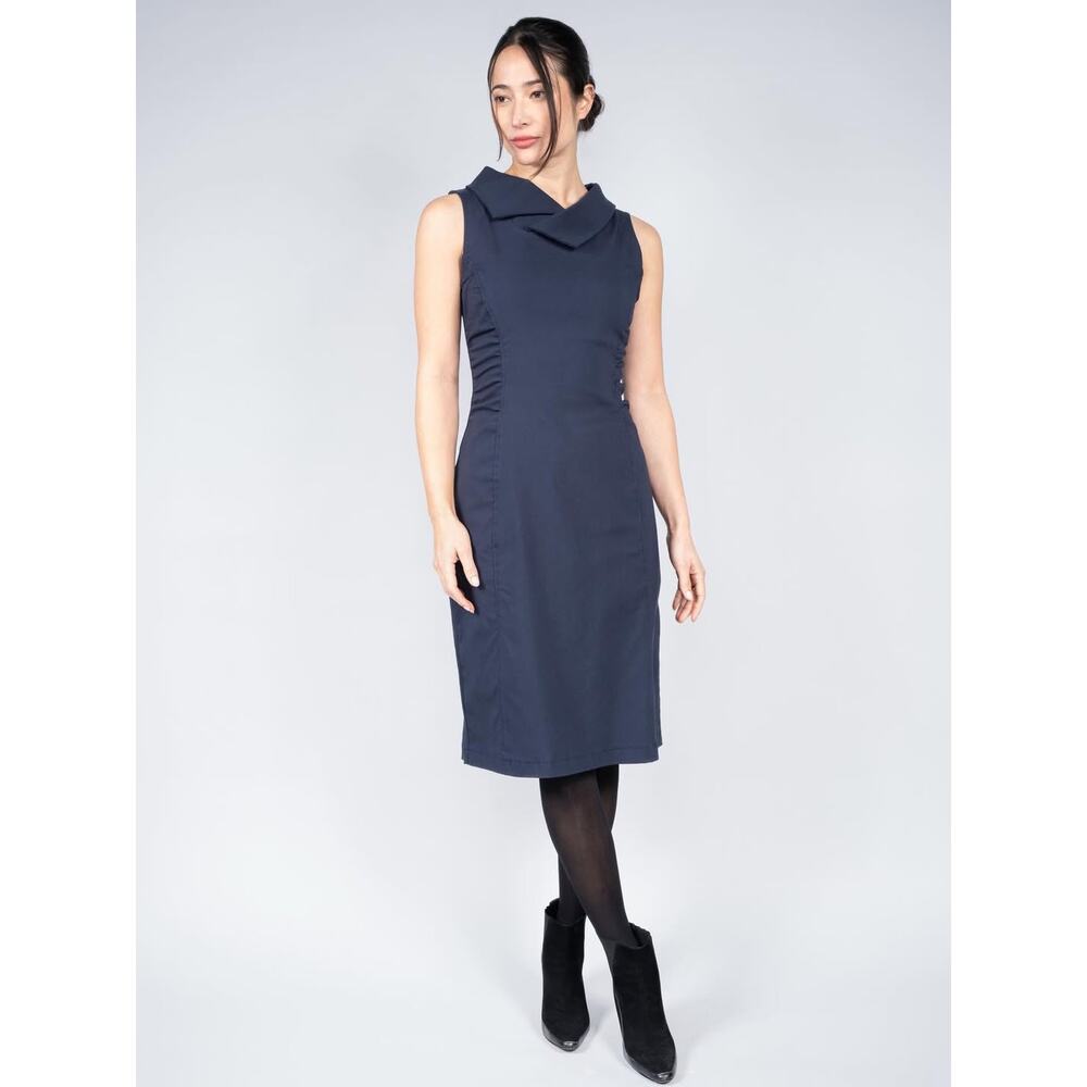 EUC Porto Arcadia Naples Gray Sleeveless Ruched Sheath Dress Size 1 (Small) USA